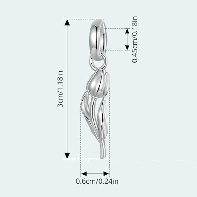 925 Sterling Silver Romantic Tulip Beaded Pendant In 3