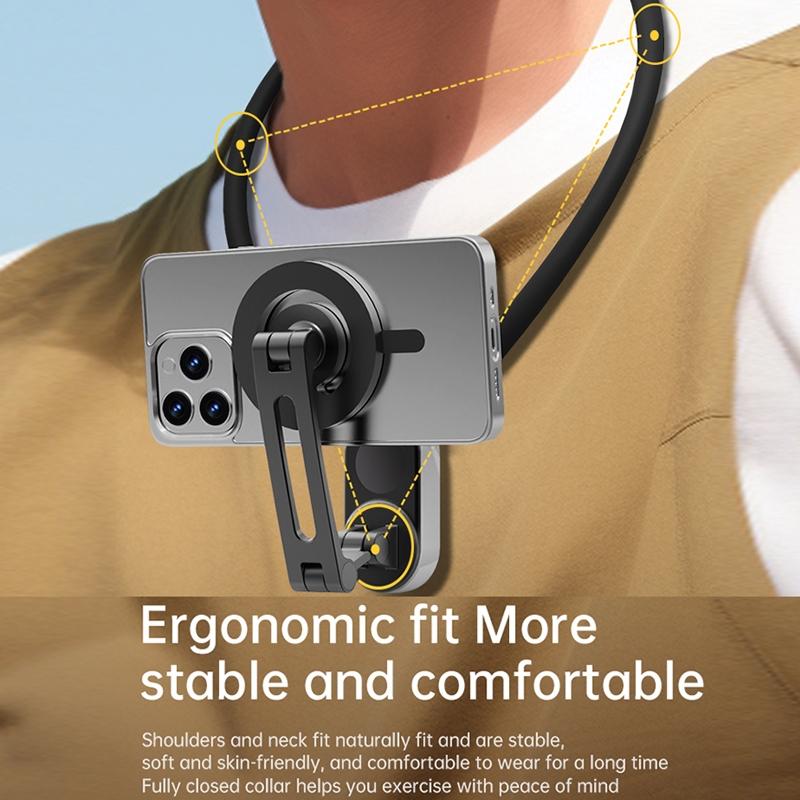 Versatile Magnetic Neck Holder for Phones and Action Cameras - Black 4