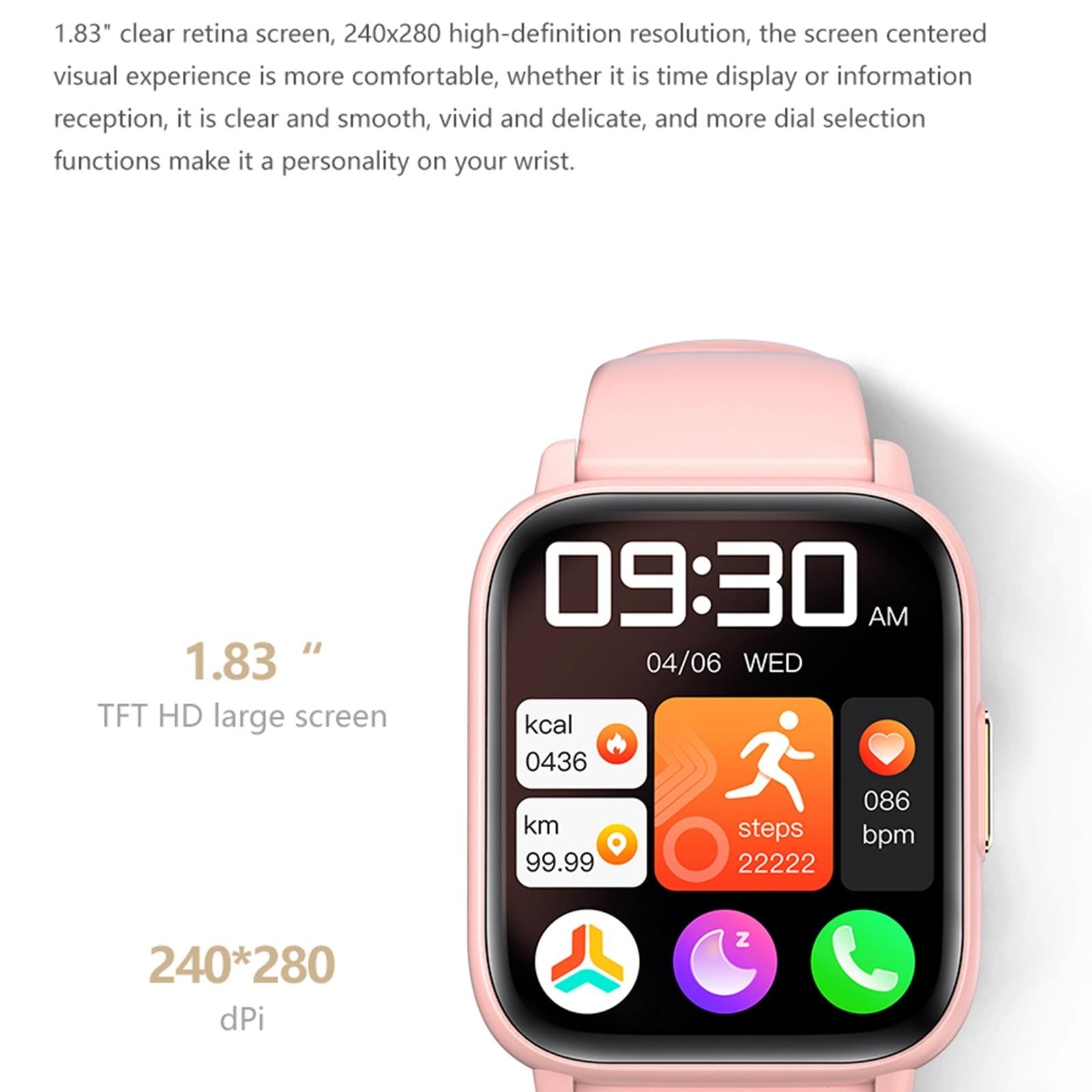 1.83 Inch Bt5.2 Smart Sport Watch Support Bluetooth Call / Sleep / Blood Sugar / Blood Oxygen / Temperature / Heart Rate / Blood Pressure Health Monitor - Black 11