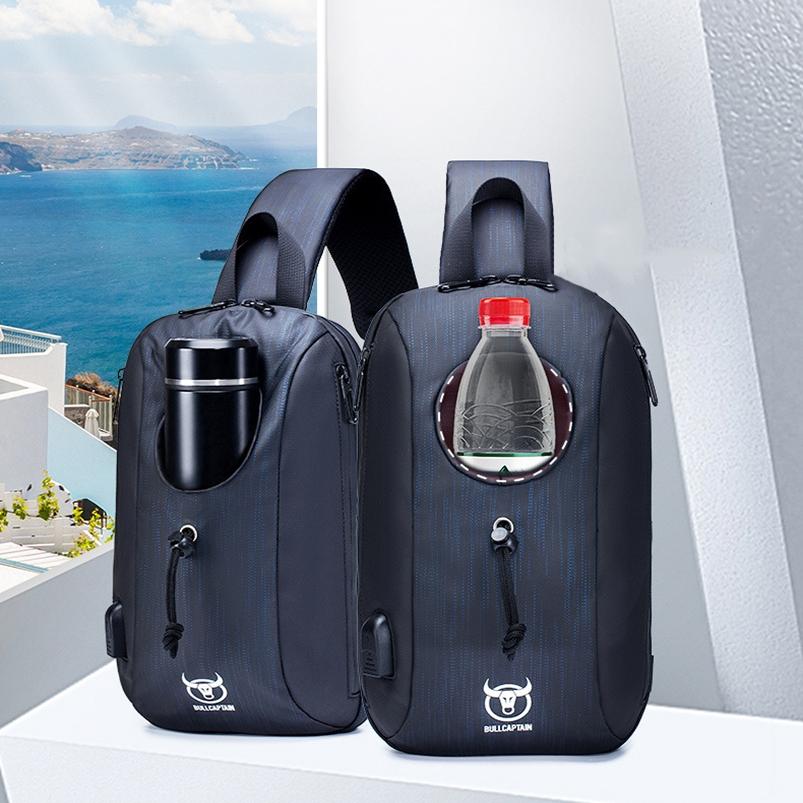 Large Capacity Waterproof Chest Bag With Usb Charging Crossbody Design - Blue 3