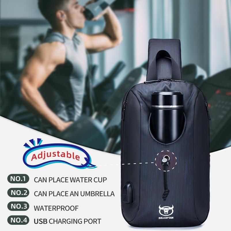 Large Capacity Waterproof Chest Bag With Usb Charging Crossbody Design - Blue 9