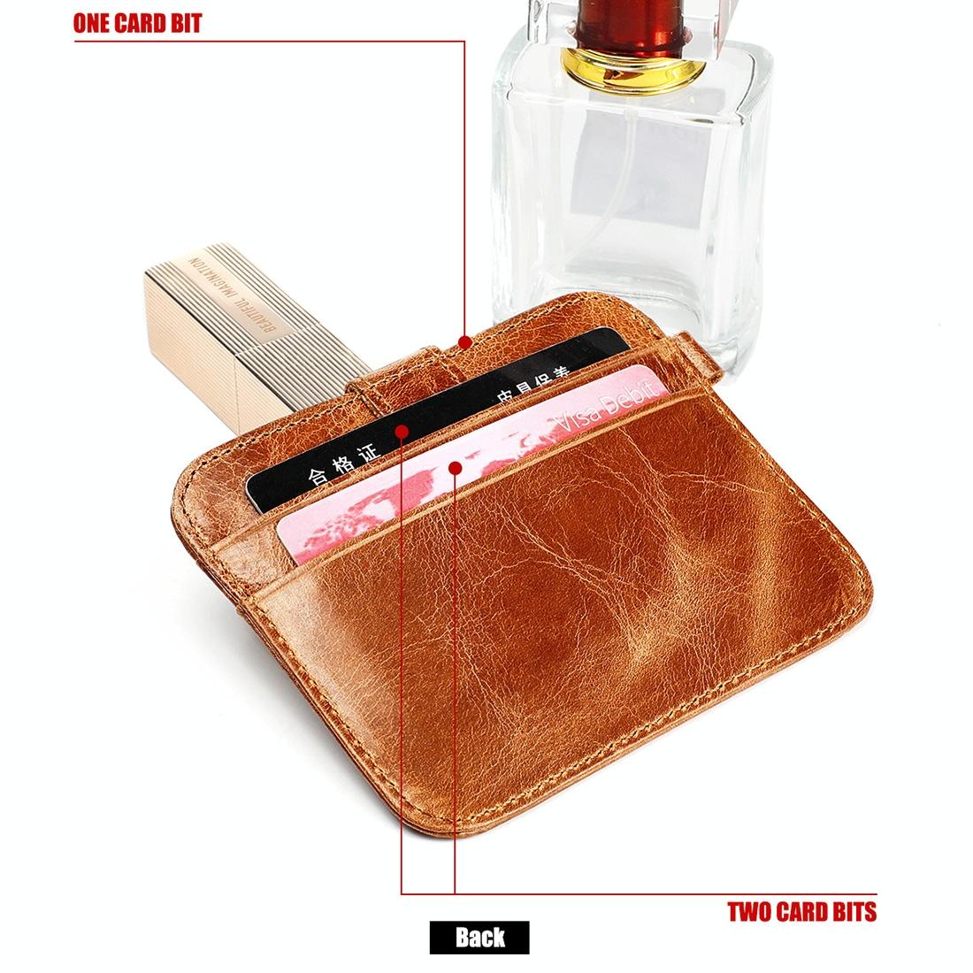 Brown Crazy Horse Leather Card Holder Wallet 5