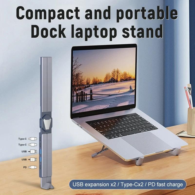 Versatile Laptop Docking Stand with Enhanced Cooling and Folding Design - Silver 11