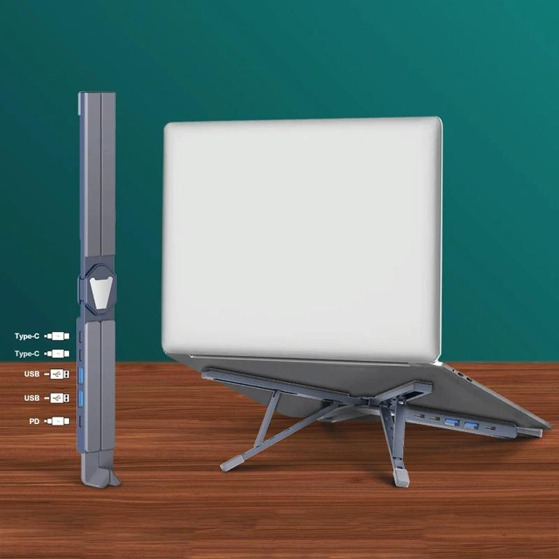 Versatile Laptop Docking Stand with Enhanced Cooling and Folding Design - Silver 12