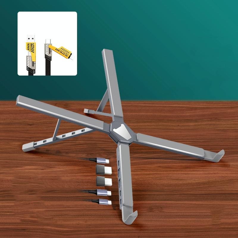 Versatile Laptop Docking Stand with Enhanced Cooling and Folding Design - Silver 14