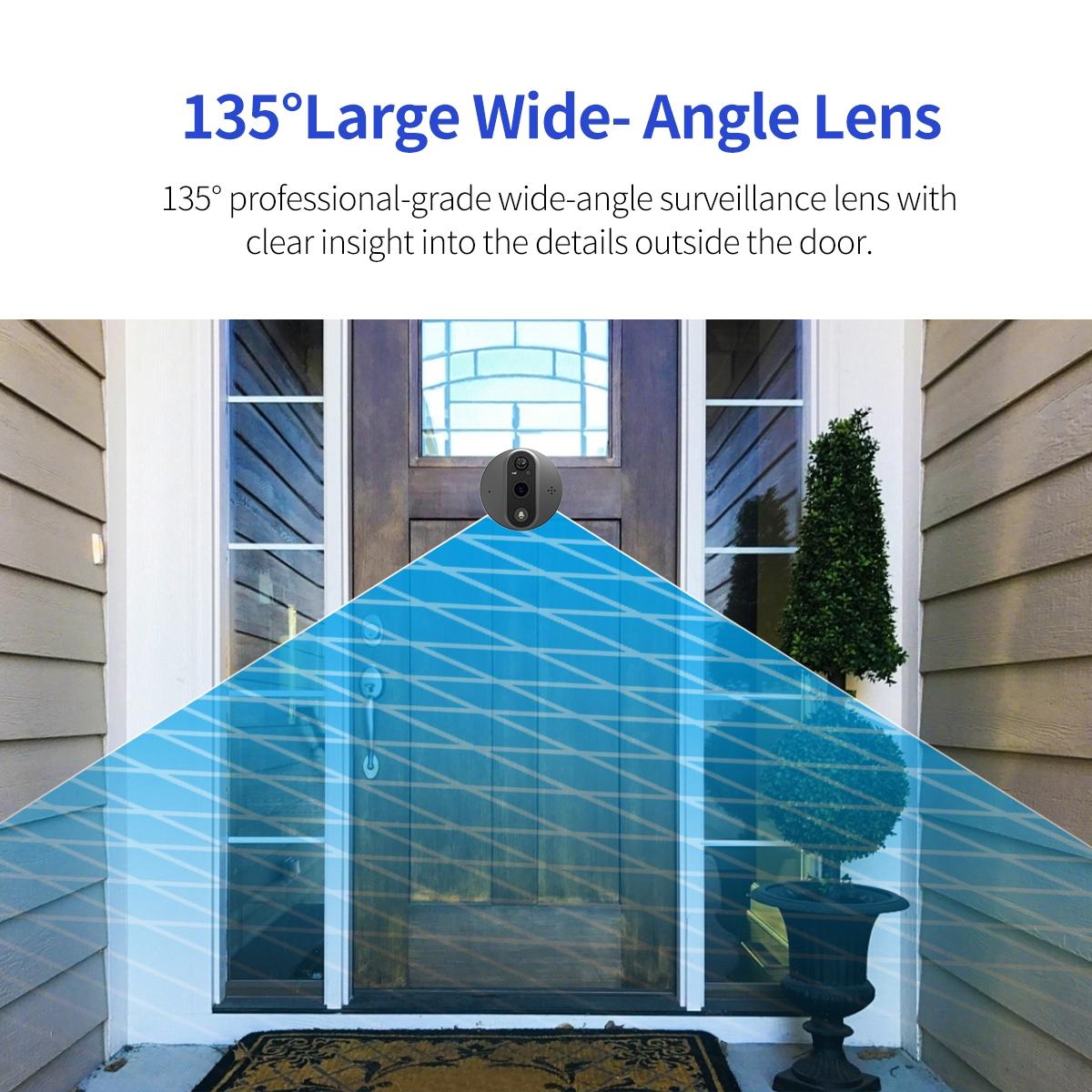 Smart Wifi Door Viewer With Wide-Angle Pir & Night Vision - 1080P 4.3 Inch Dingdong Photo White 5