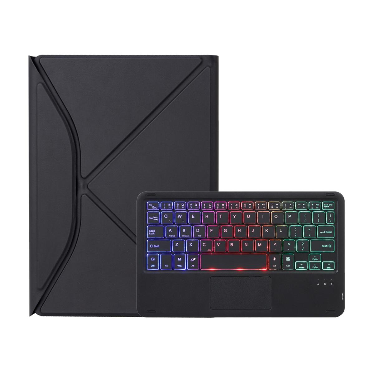 Touchpad Bluetooth Keyboard Leather Tablet Case With Pen Slot And Backlight - Black 3
