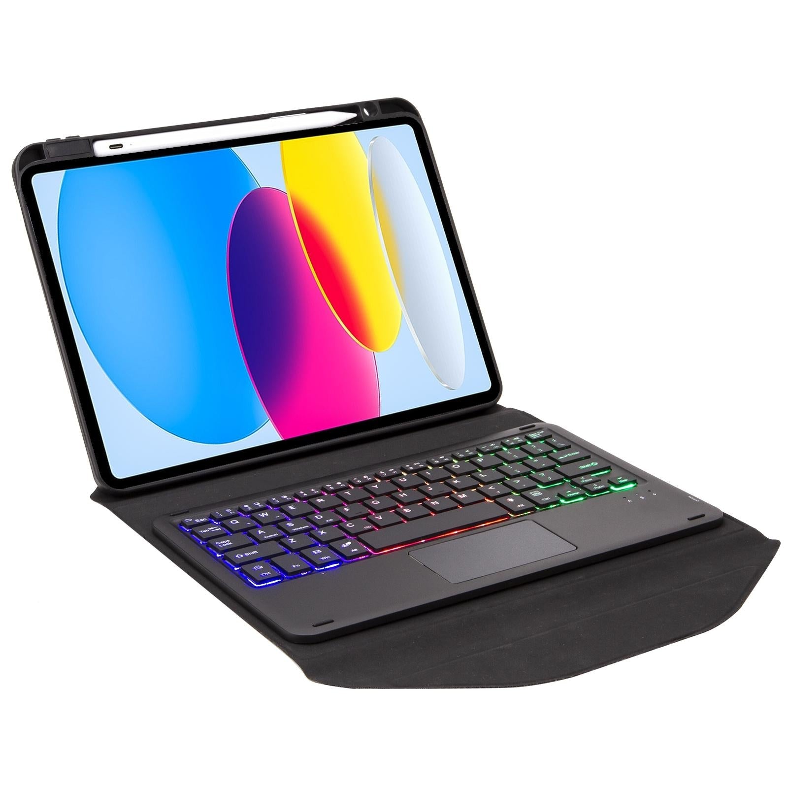Touchpad Bluetooth Keyboard Leather Tablet Case With Pen Slot And Backlight - Black 4