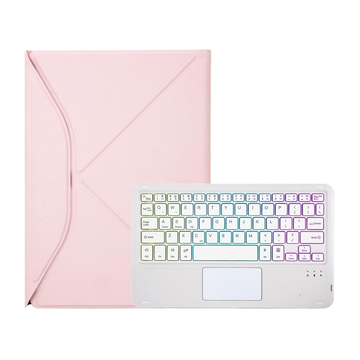 Touchpad Bluetooth Keyboard Leather Tablet Case With Pen Slot And Backlight - Black 9