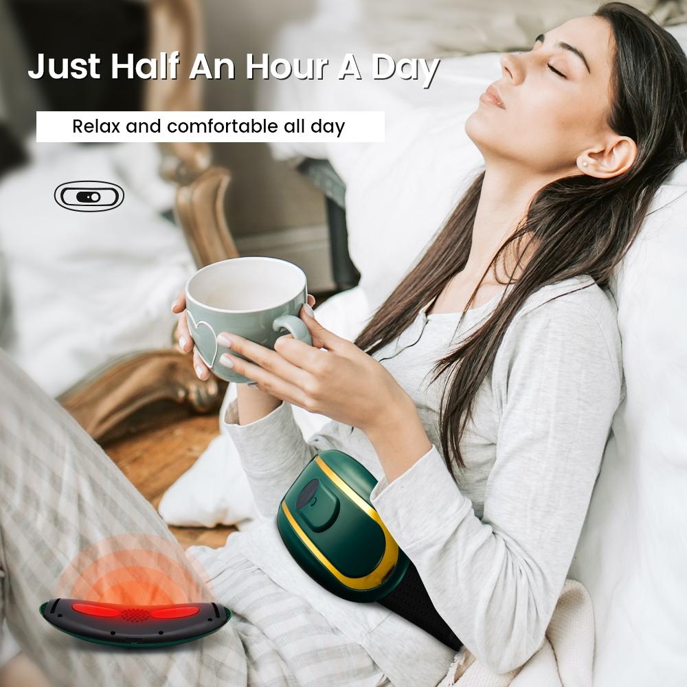 Hot Compress Abdominal Massage Belt For Menstrual Relief Green - Green 7