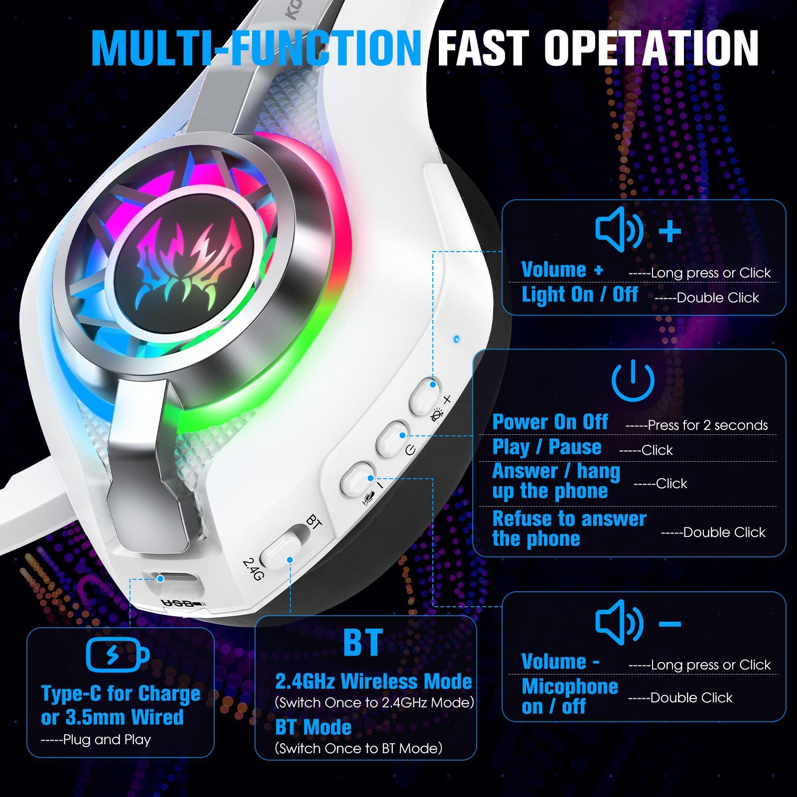 Gs400 Tri-Mode Gaming Headset Bluetooth / Wired 6