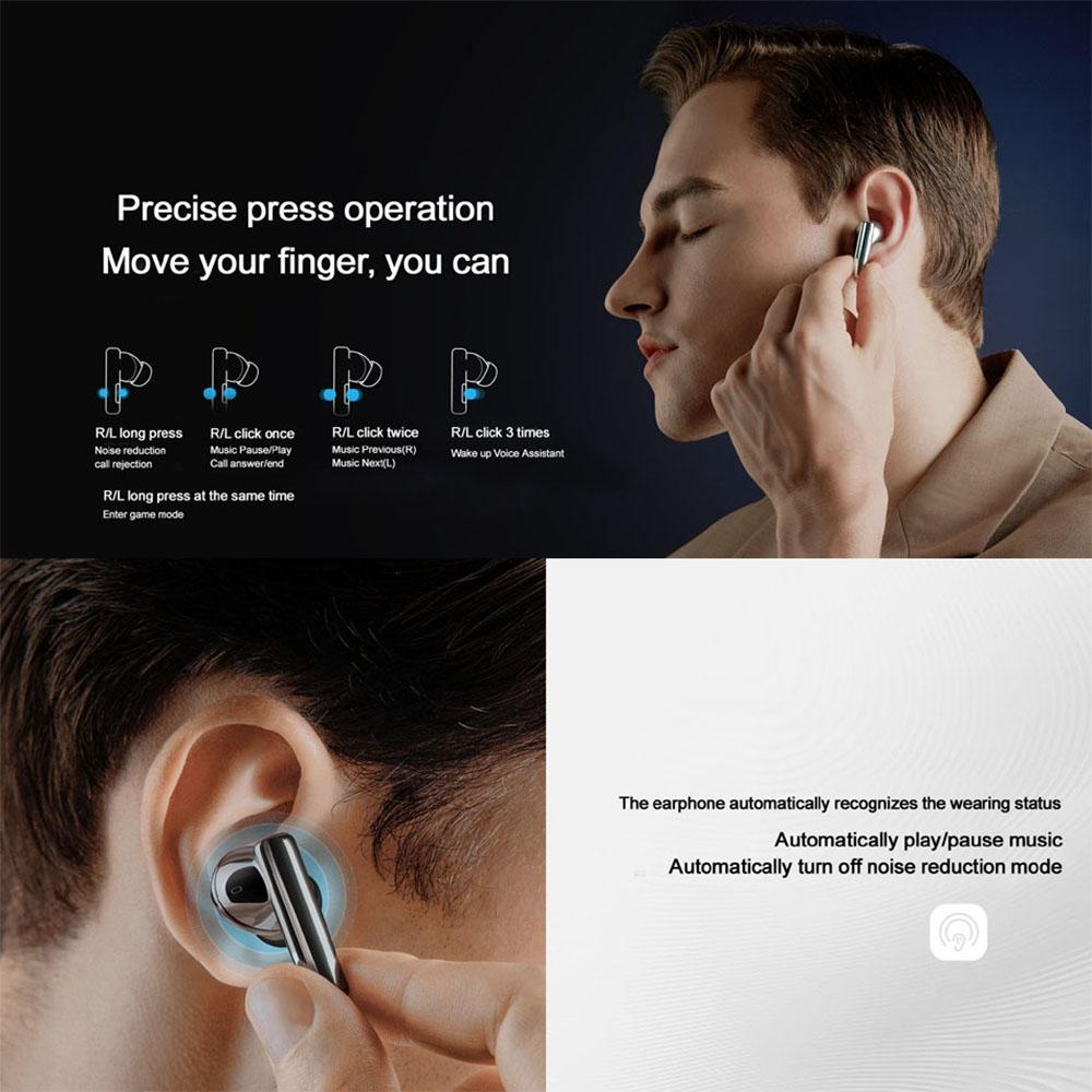 Waterproof Bluetooth Earbuds with Active Noise Reduction - Silver 11