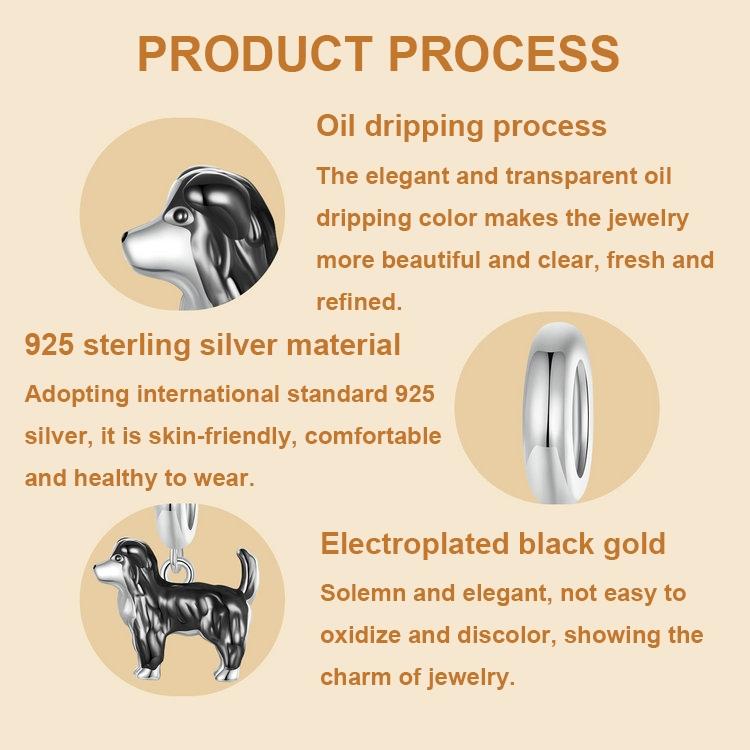 925 Sterling Silver Gold Plated Border Collie Bracelet 4