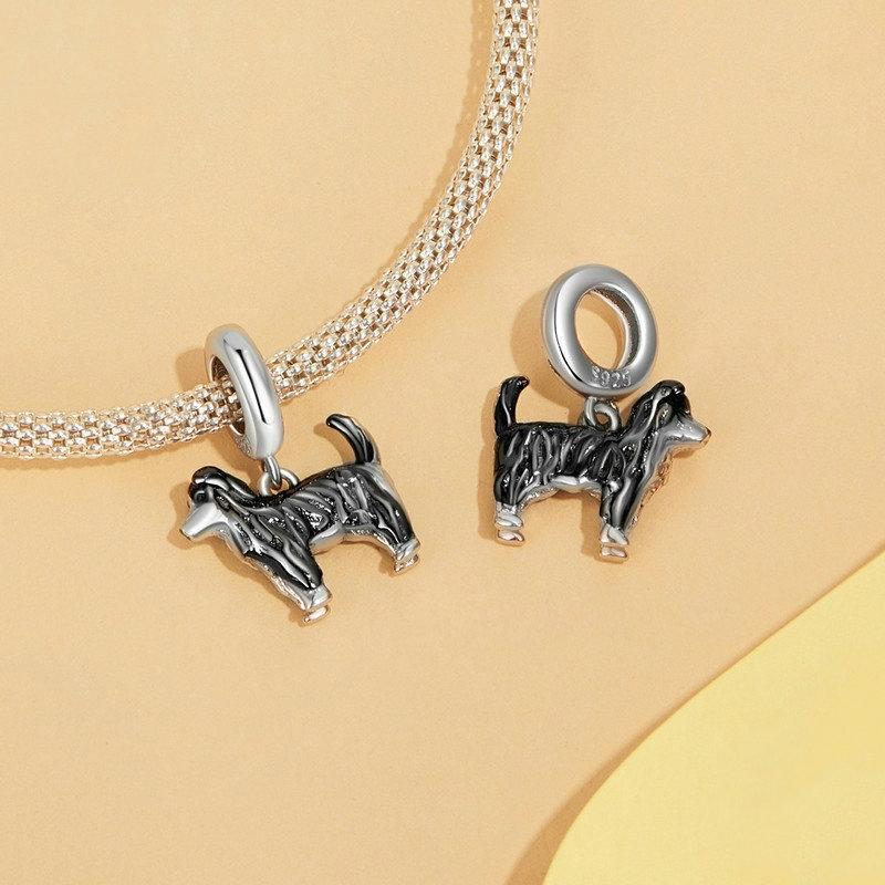 925 Sterling Silver Gold Plated Border Collie Bracelet 5