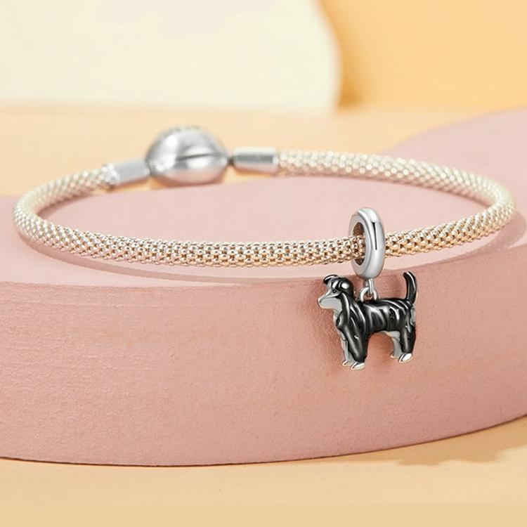 925 Sterling Silver Gold Plated Border Collie Bracelet 6
