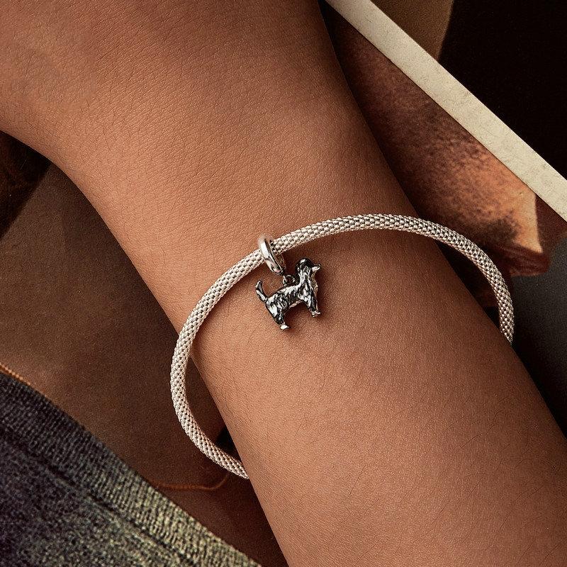 925 Sterling Silver Gold Plated Border Collie Bracelet 7