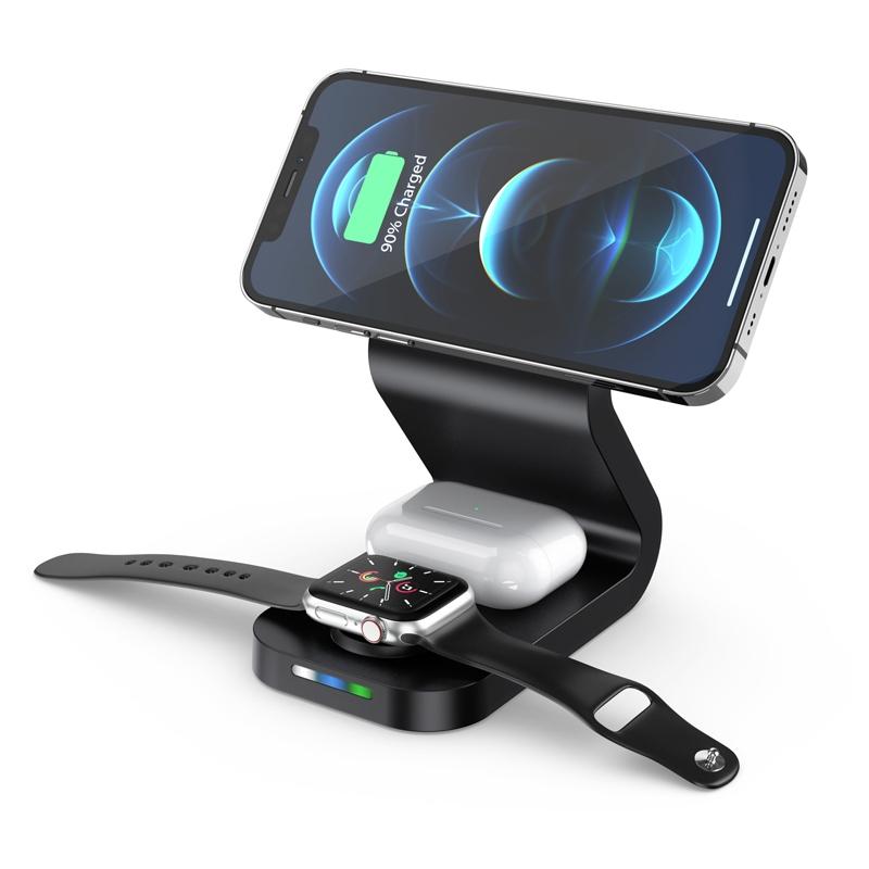 3 In 1 Magnetic Wireless Charger For Mobile Devices Black 5