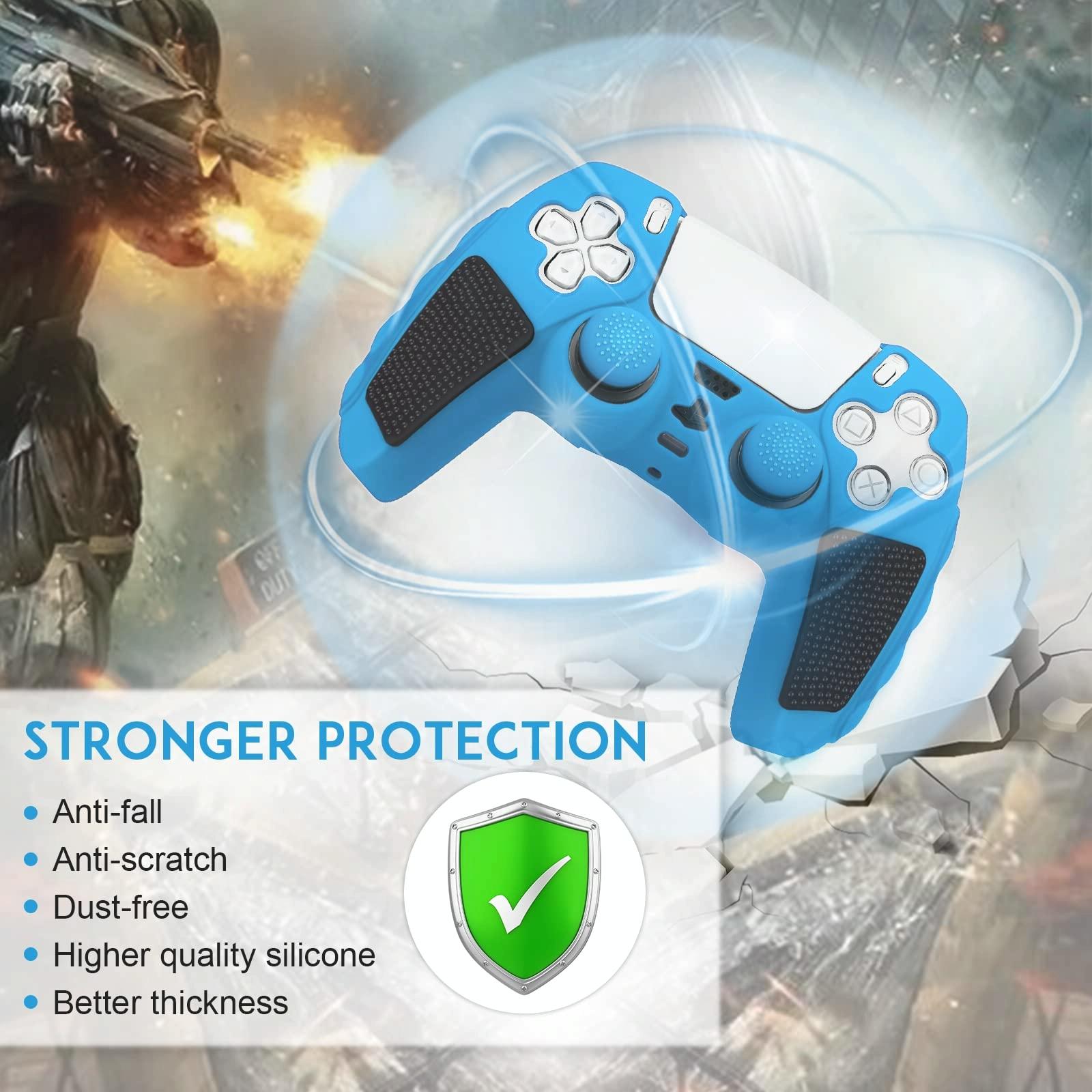 Silicone Gamepad Protective Case for Sony Ps5 with Splicing Design and Rocker Caps - Black White 6