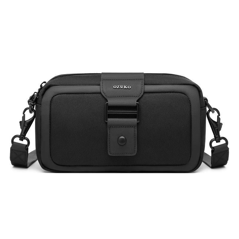 Waterproof Mini Crossbody Bag For Men Oxford Cloth Design - Black
