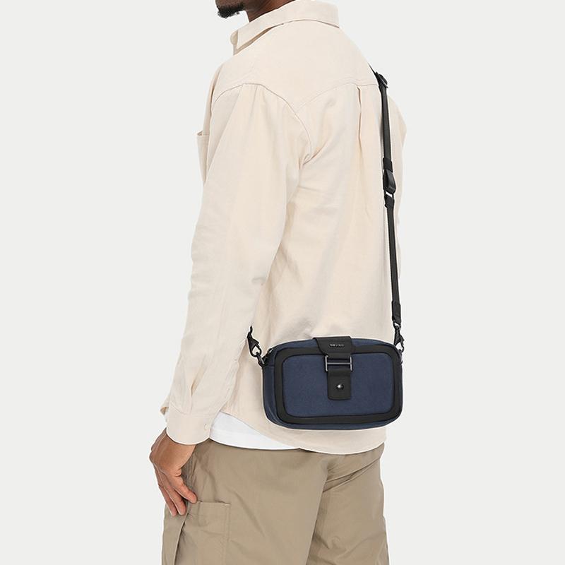 Waterproof Mini Crossbody Bag For Men Oxford Cloth Design - Black 4