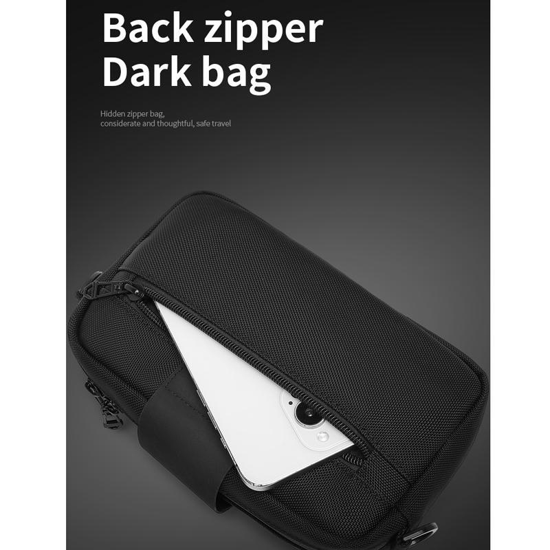 Waterproof Mini Crossbody Bag For Men Oxford Cloth Design - Black 10