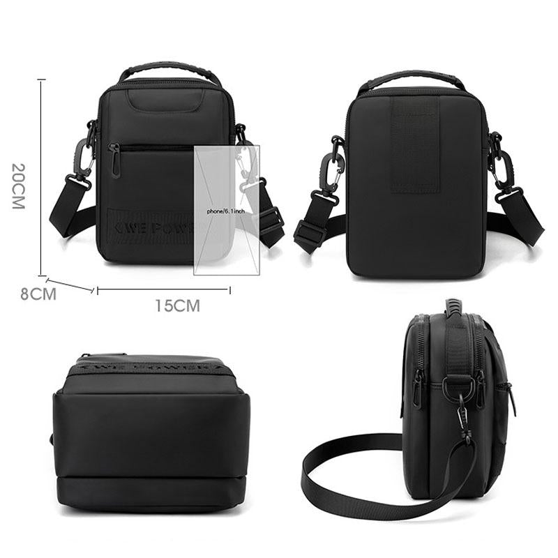 Men Messenger Bag - Wear As Belt Shoulder Or Handheld Bag - Black 6
