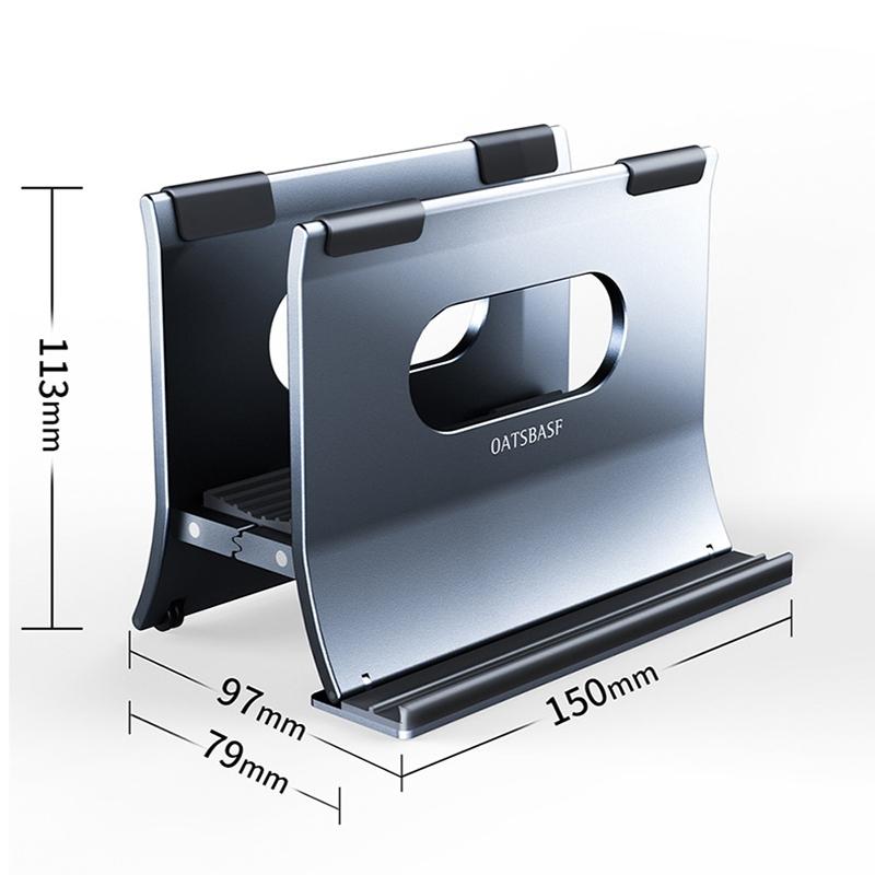 Grey H-type Alloy Laptop Storage Rack - Automatic Gravity 4