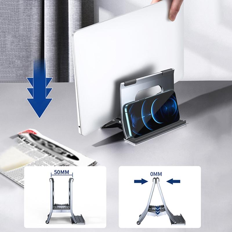 Grey H-type Alloy Laptop Storage Rack - Automatic Gravity 6