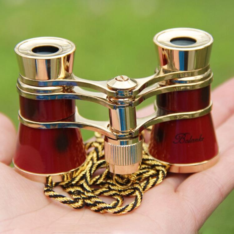 Chrome Double Cylinder Telescope with Handle - 3 x 25 Lady - Wine Red 13