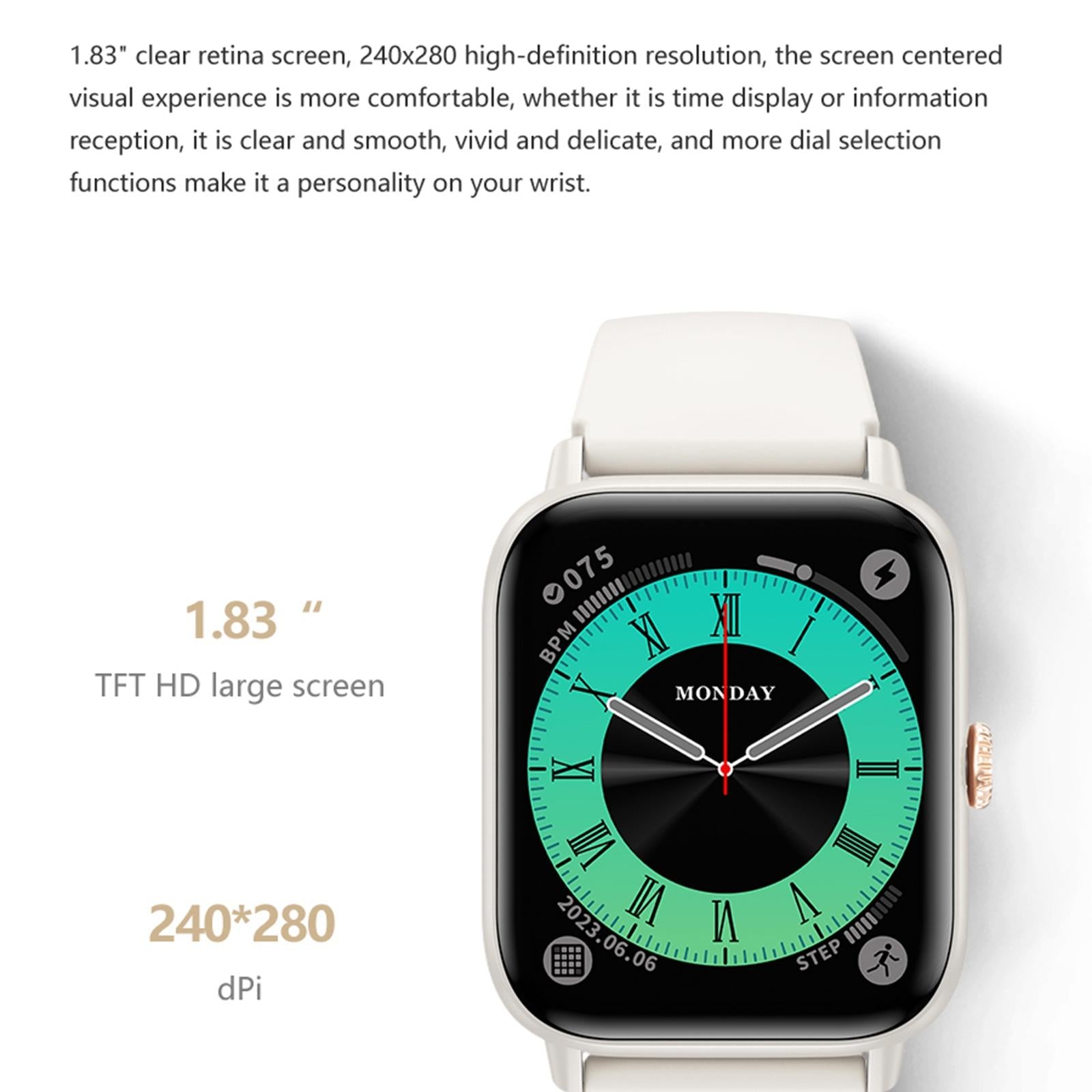 1.83 Inch Bt5.2 Smart Sport Watch Support Bluetooth Call / Sleep / Blood Sugar / Blood Oxygen / Heart Rate / Blood Pressure Health Monitor - Pink 7