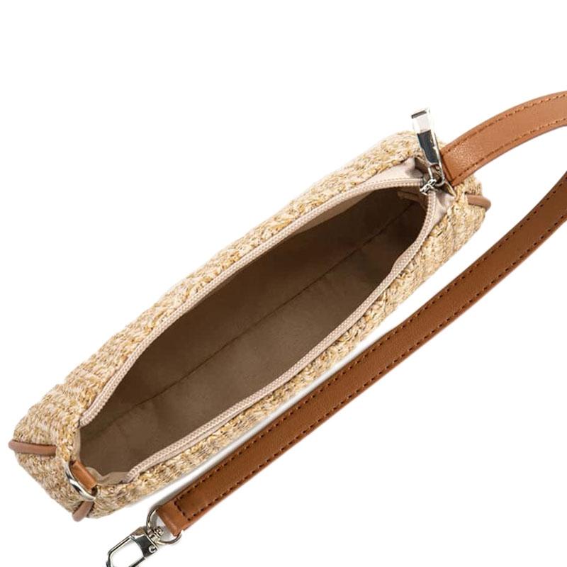 Khaki Woven Straw Shoulder Bag For Women 5