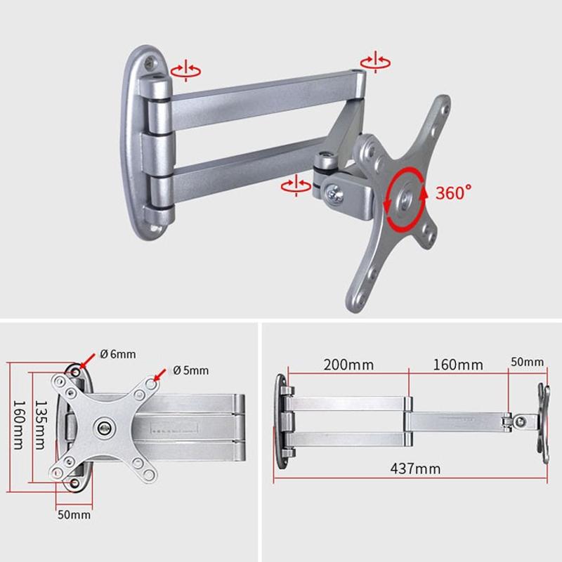 Universal Swivel Wall Mount for Computer Monitors - Black 10