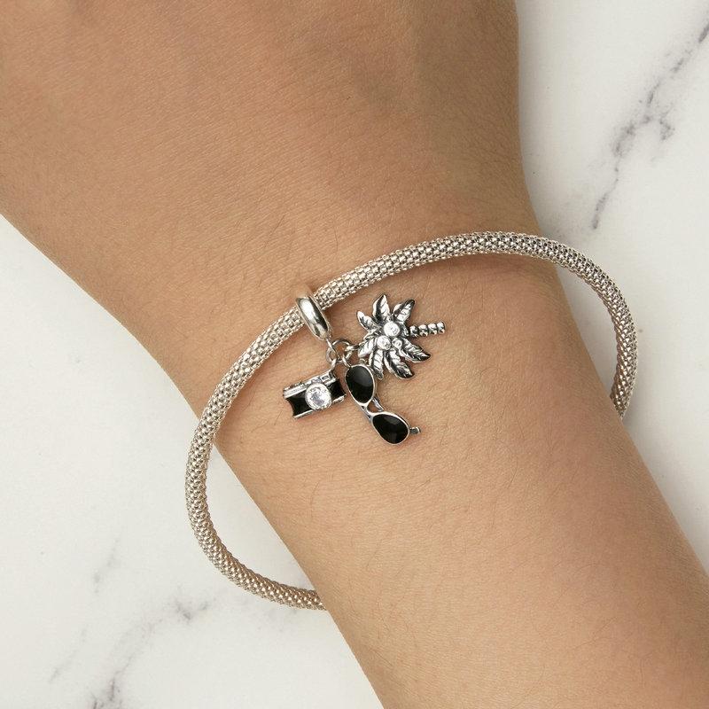 925 Sterling Silver Coconut Tree Camera Pendant Bracelet 8