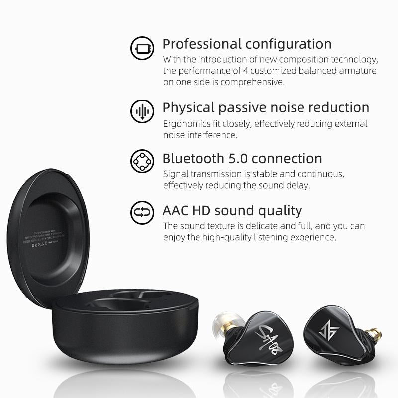 Kz Sa08 Wireless 5ba Bluetooth Tws Earphones - Black 3
