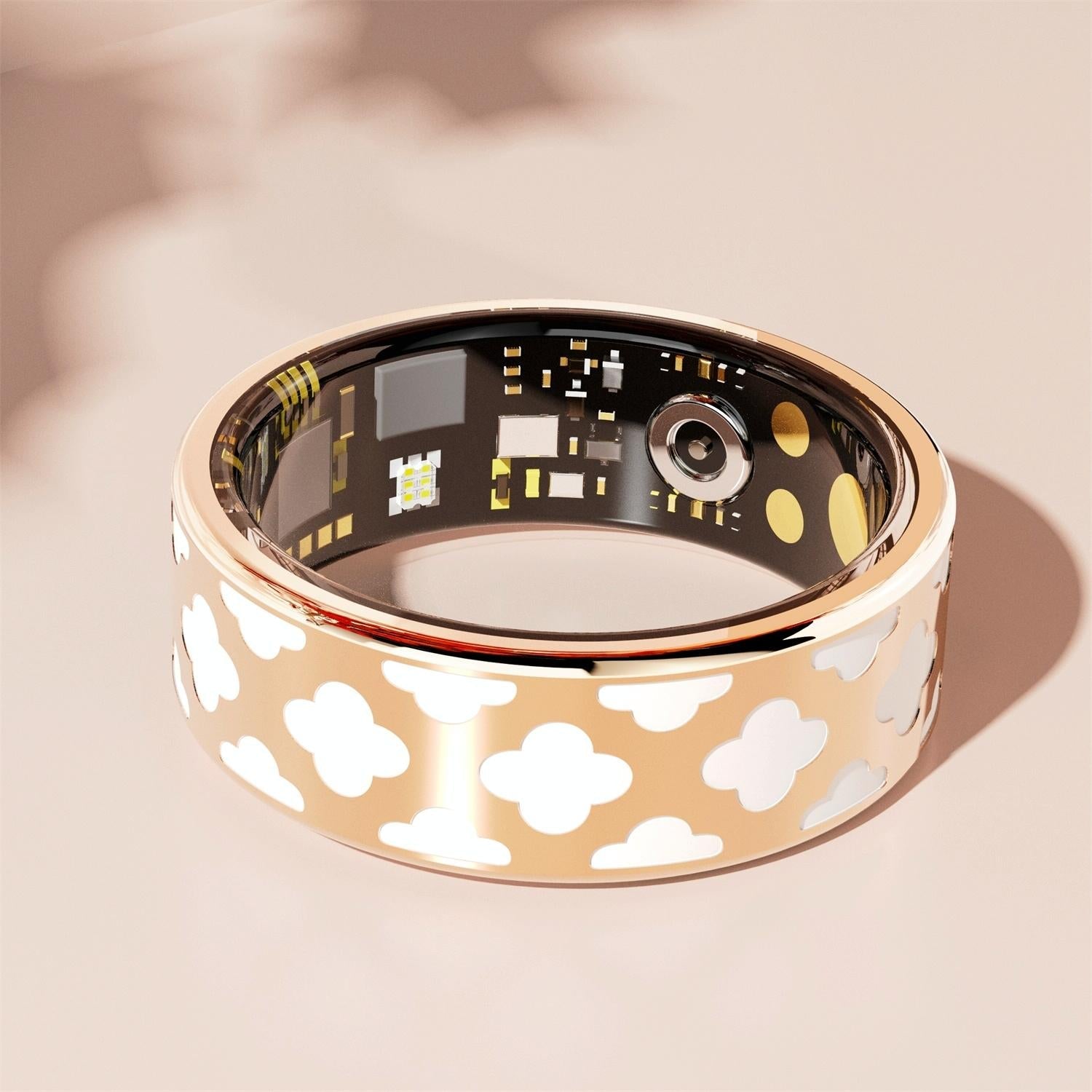 Smart Ring With Heart Rate Blood Oxygen Sleep Monitoring - Rose Gold Size 7 6