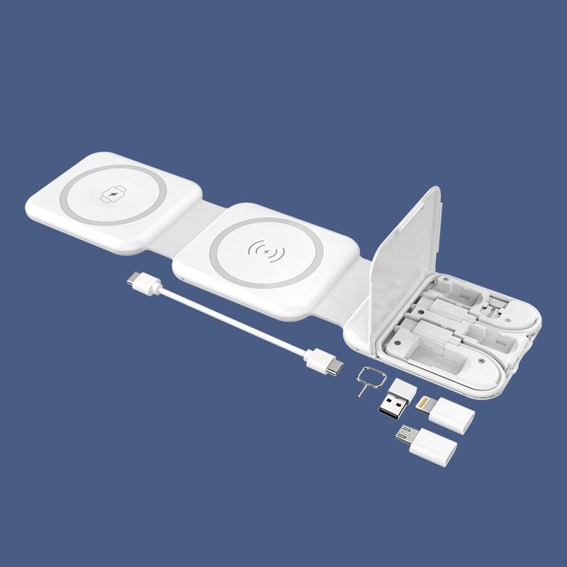 10 In 1 Magnetic Wireless Charger With Data Cable And Storage - White 3