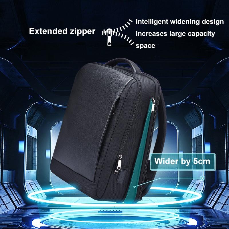 Large Capacity Cowhide Laptop Backpack with Usb & Type-c Port 6