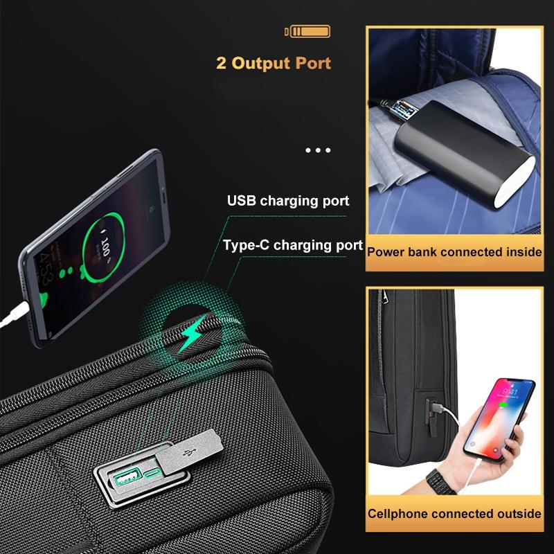 Large Capacity Cowhide Laptop Backpack with Usb & Type-c Port 7