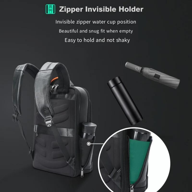 Large Capacity Cowhide Laptop Backpack with Usb & Type-c Port 10