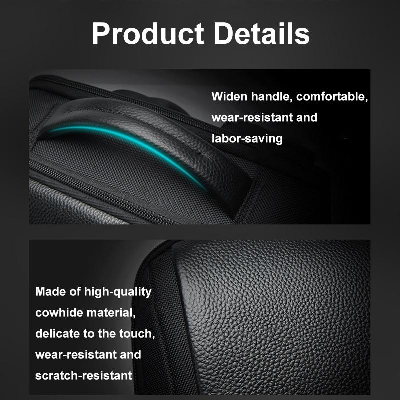 Large Capacity Cowhide Laptop Backpack with Usb & Type-c Port 11