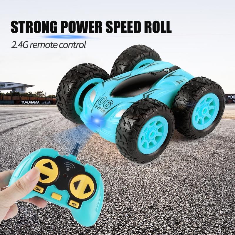Double Sided 2.4g Mini Rc Car - High Speed Remote Control Toy - English Box 08 Blue 5