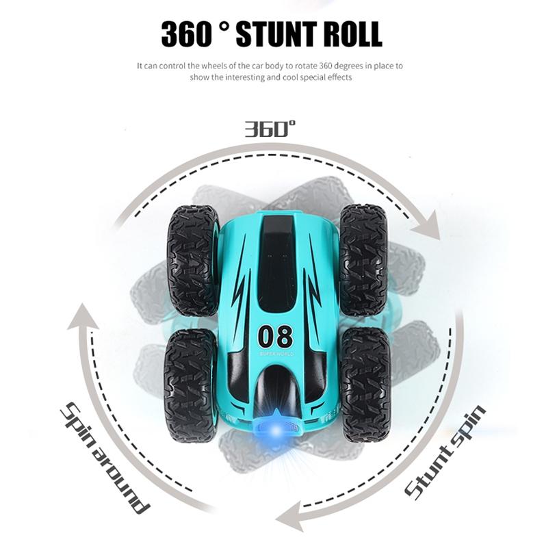 Double Sided 2.4g Mini Rc Car - High Speed Remote Control Toy - English Box 08 Blue 6
