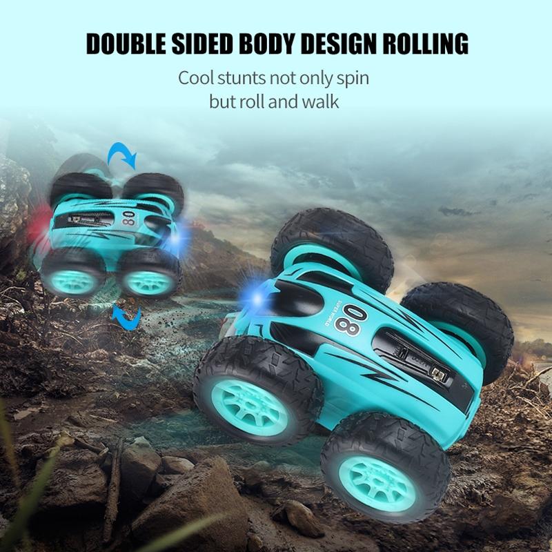 Double Sided 2.4g Mini Rc Car - High Speed Remote Control Toy - English Box 08 Blue 7
