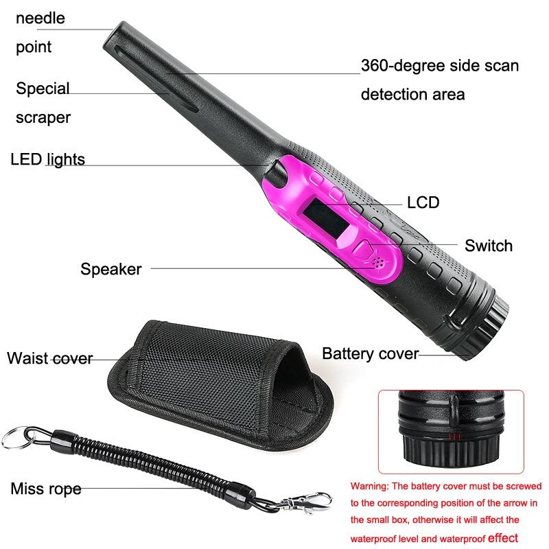 Small Handheld Metal Detector for Outdoor Treasure Hunting - Black Purple 6