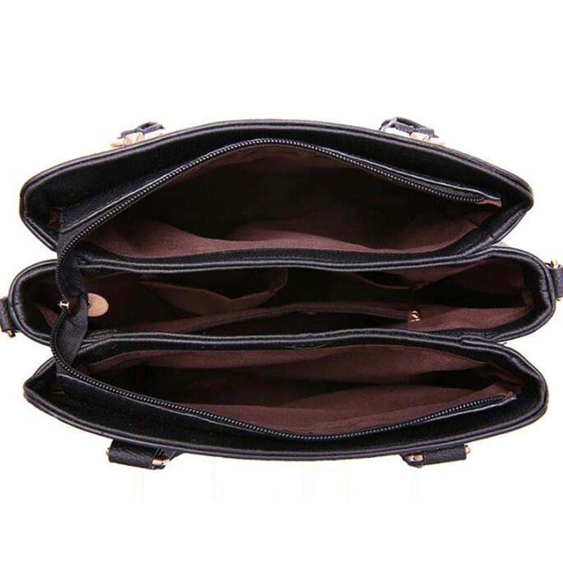 Simple Style Women Leather Crossbody Bag with Tassel Embroidery - Black 11