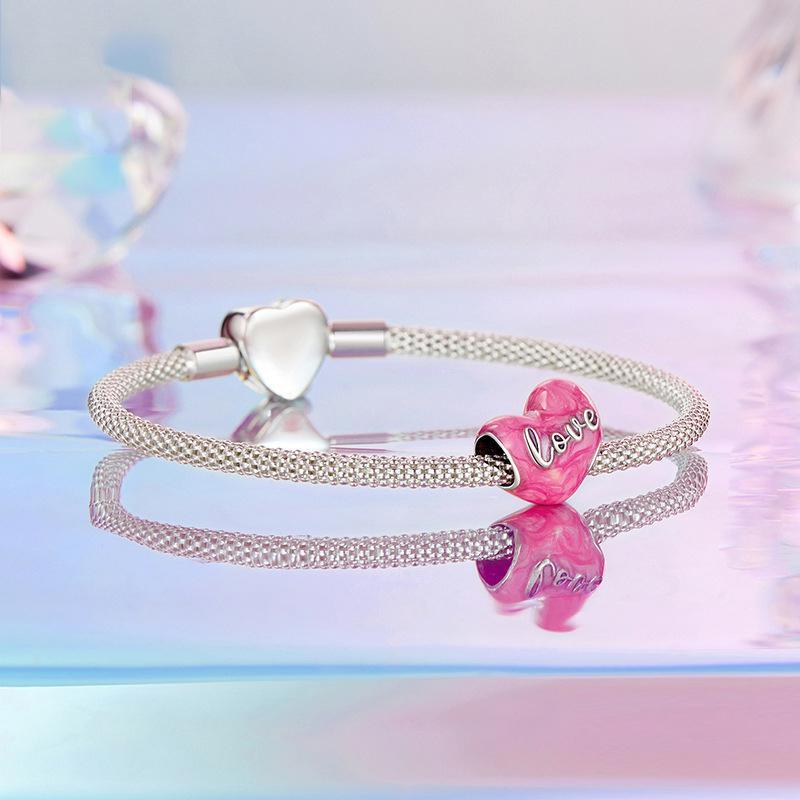 925 Sterling Silver Diy Heart Beads 5