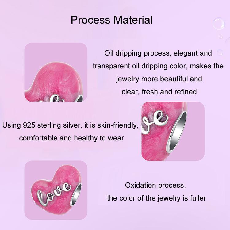 925 Sterling Silver Diy Heart Beads 7