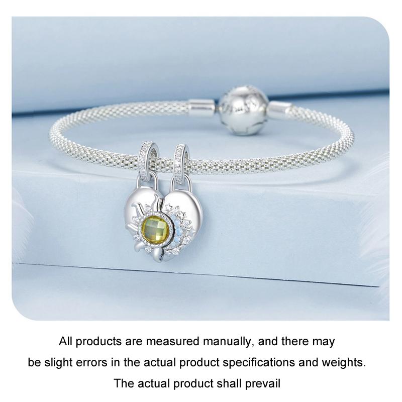 925 Sterling Silver Detachable Sun Moon Heart Pendant 7