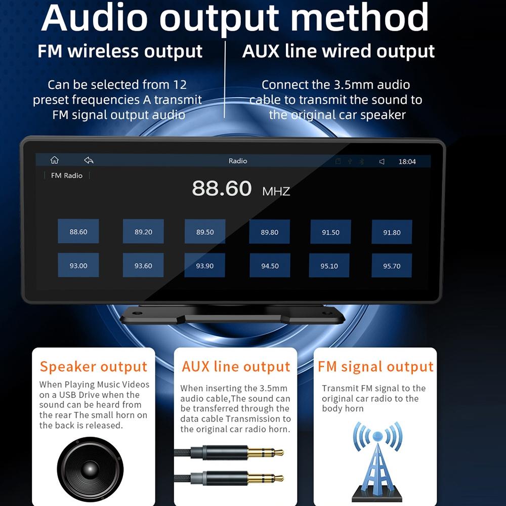 10.26 Inch Car Mp5 Player With Carplay / Android Auto - Portable Black 4