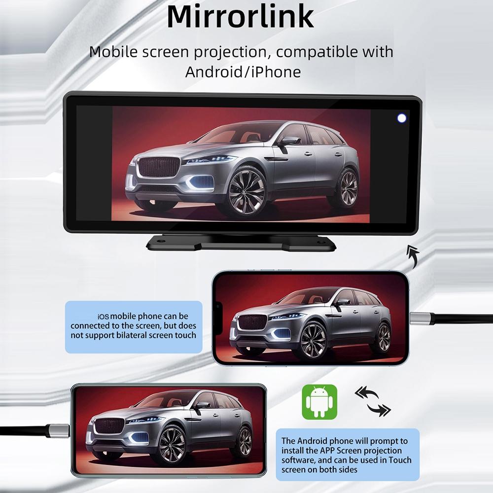 10.26 Inch Car Mp5 Player With Carplay / Android Auto - Portable Black 9